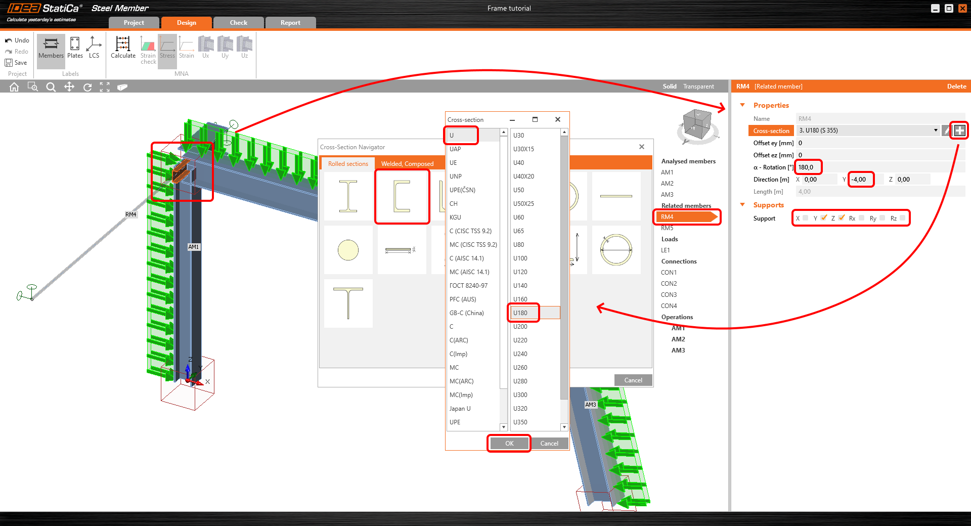Structural design and code-check of a steel frame (EN) | IDEA StatiCa