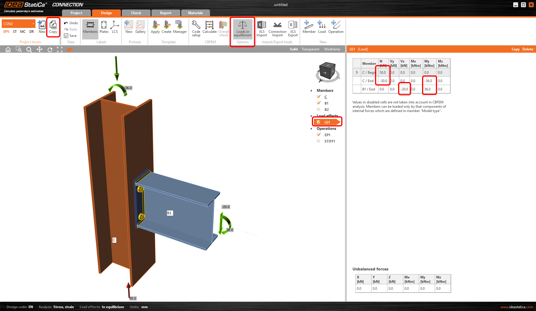 Equilibrium and supporting member | IDEA StatiCa