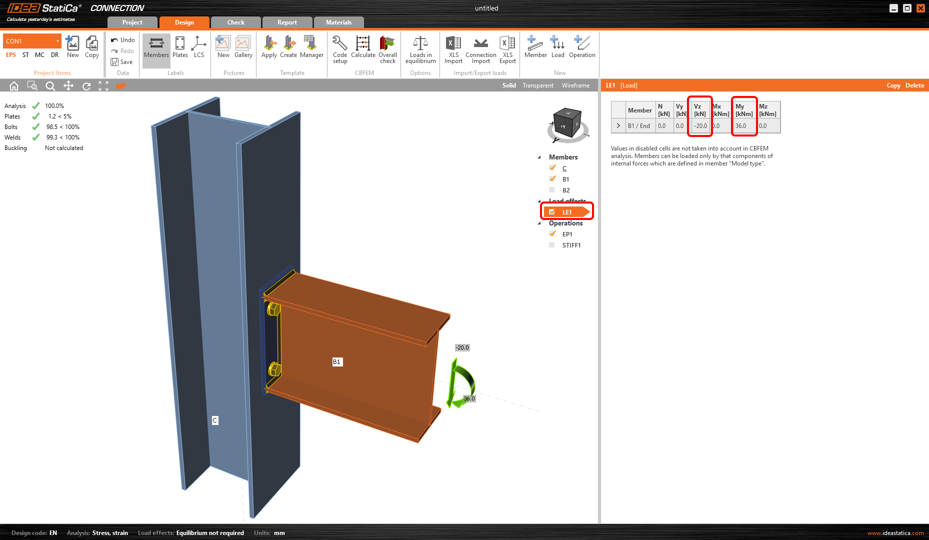 Equilibrium and supporting member | IDEA StatiCa