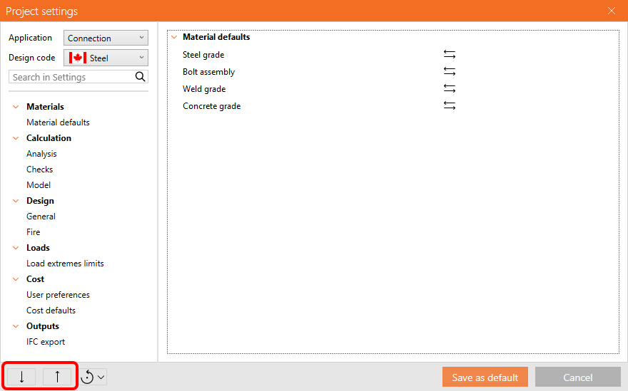 Project settings | IDEA StatiCa