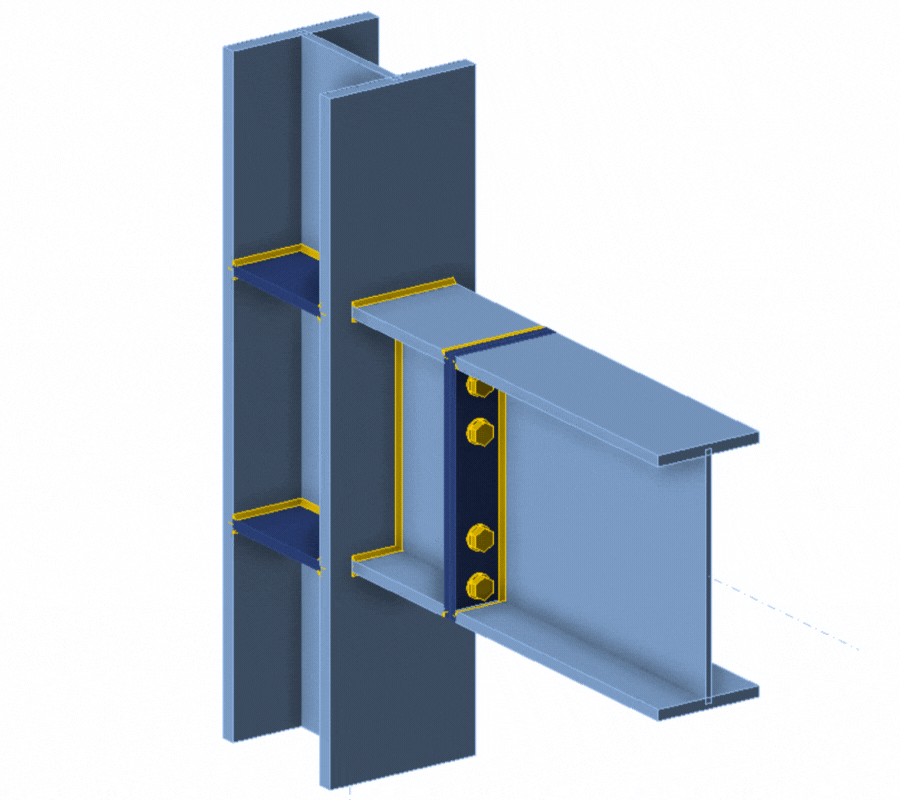 Transfers shear and moment through an intermediate plate