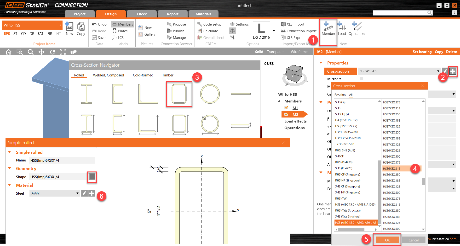 Moment connection Wide flange to HSS (AISC) IDEA StatiCa
