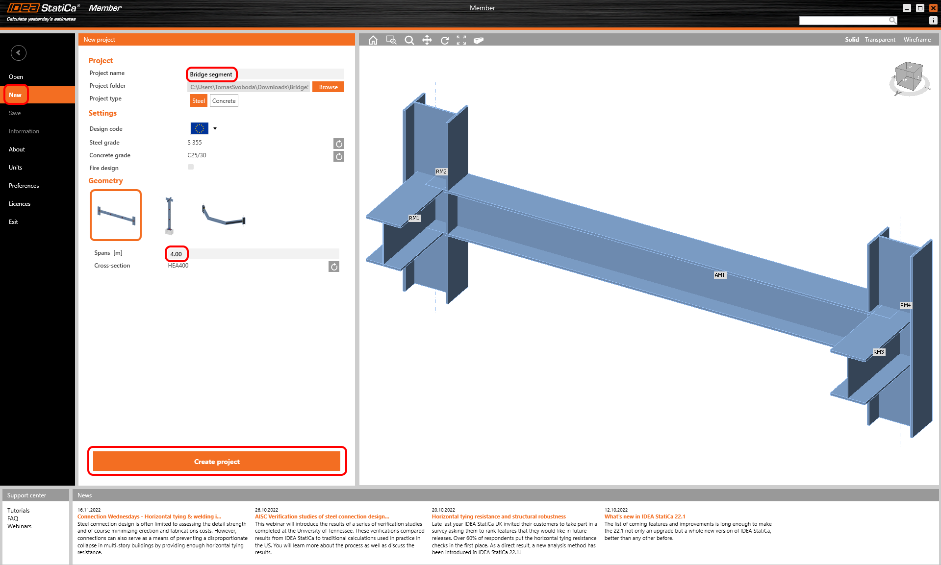 Structural design of a steel cross-beam affected by lateral torsional ...