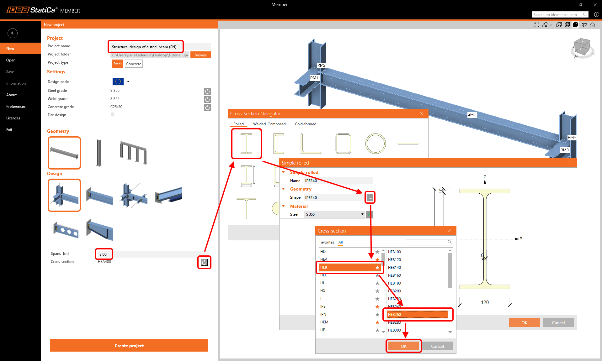 Structural design of steel beam (EN) | IDEA StatiCa