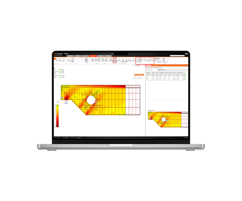 mockup of a computer with IDEA StatiCa structural design software in it