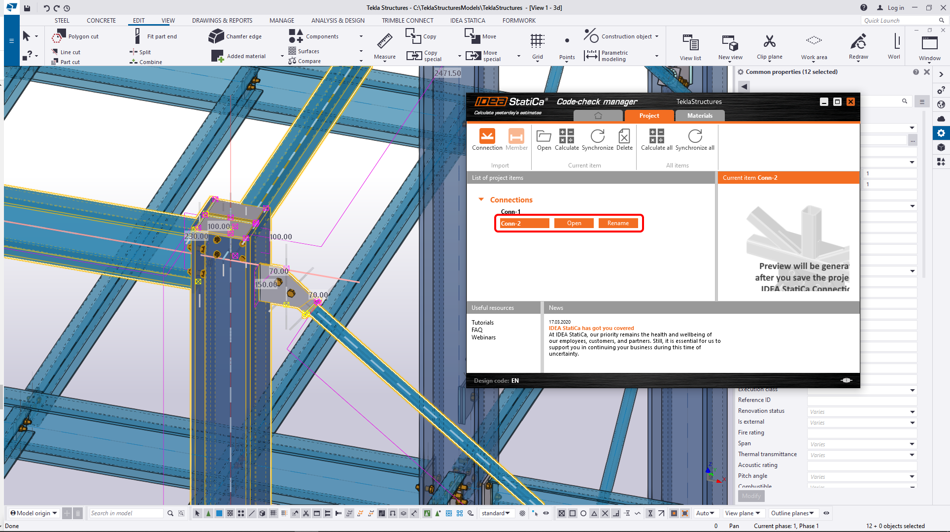 Tekla Structures Tutorial For Connection - BIM Link | IDEA StatiCa