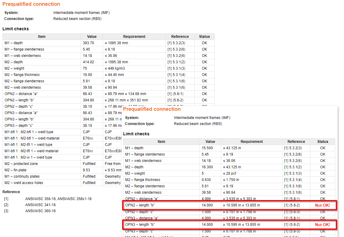 Qualification checks of seismic prequalified connections for AISC ...