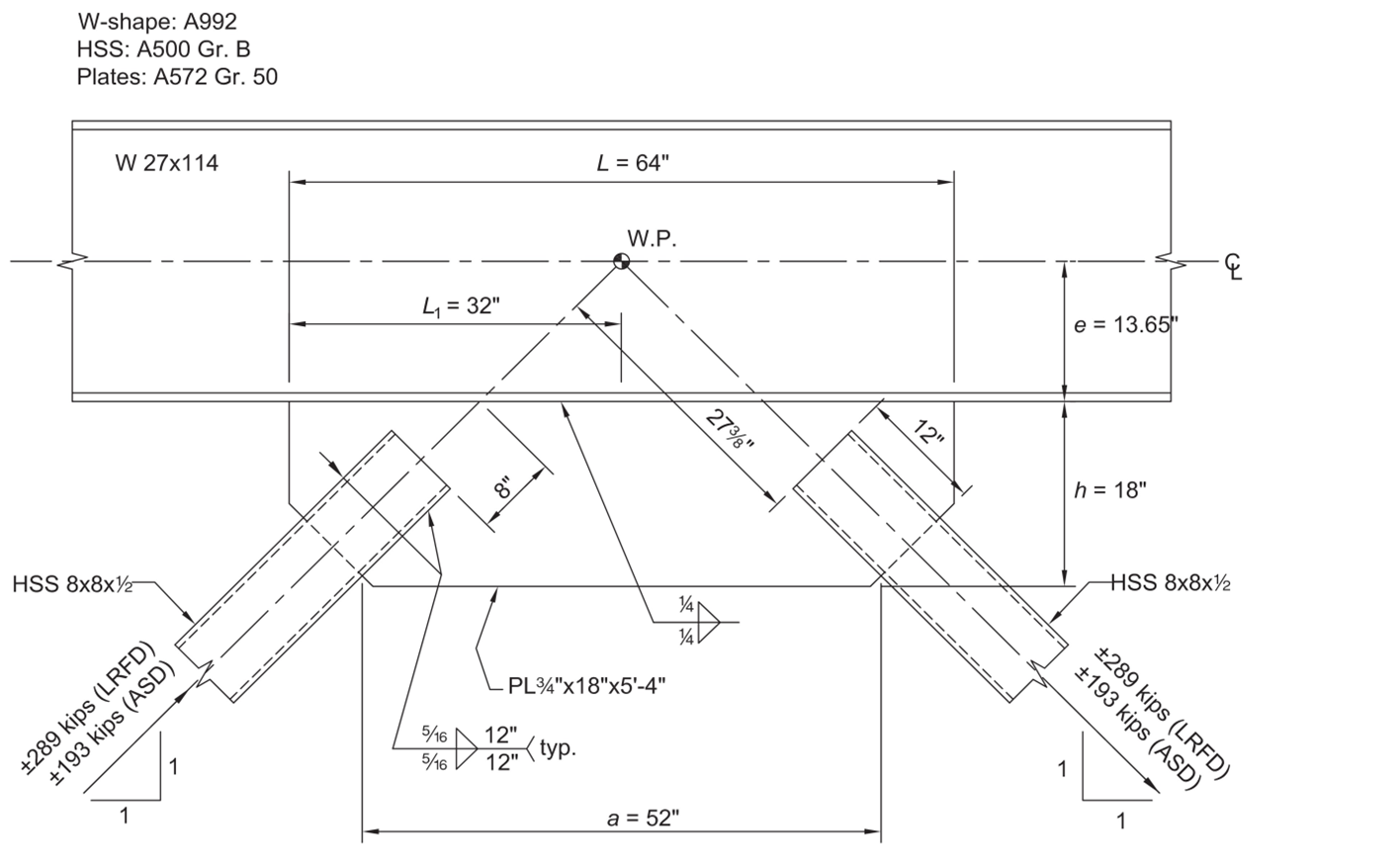 Chevron Brace Connection in a braced frame IDEA StatiCa