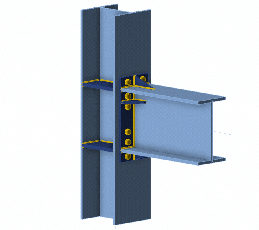 Standard bolted moment connection from beam to column