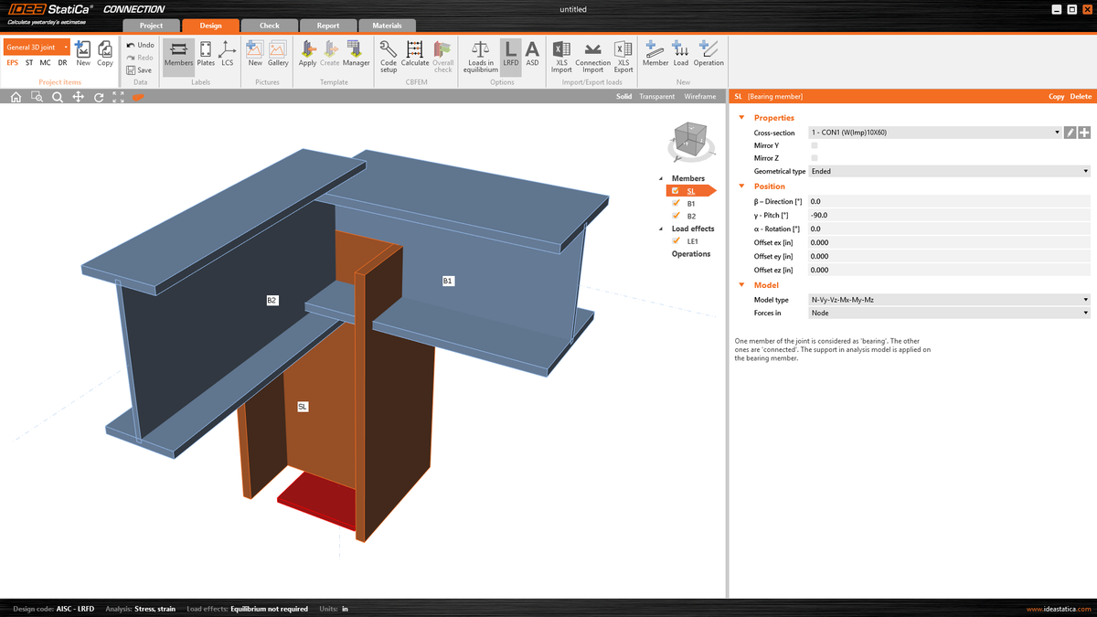 Structural design of a general 3D joint (EN) | IDEA StatiCa