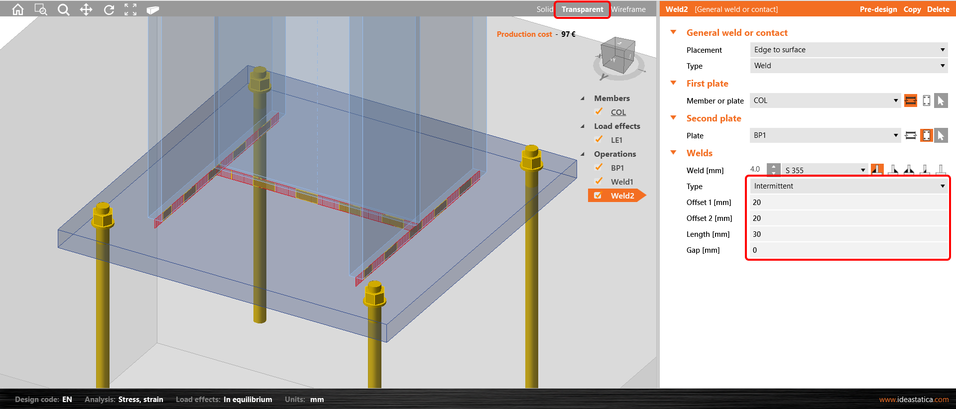 Reduce weld costs by enhanced fabrication IDEA StatiCa