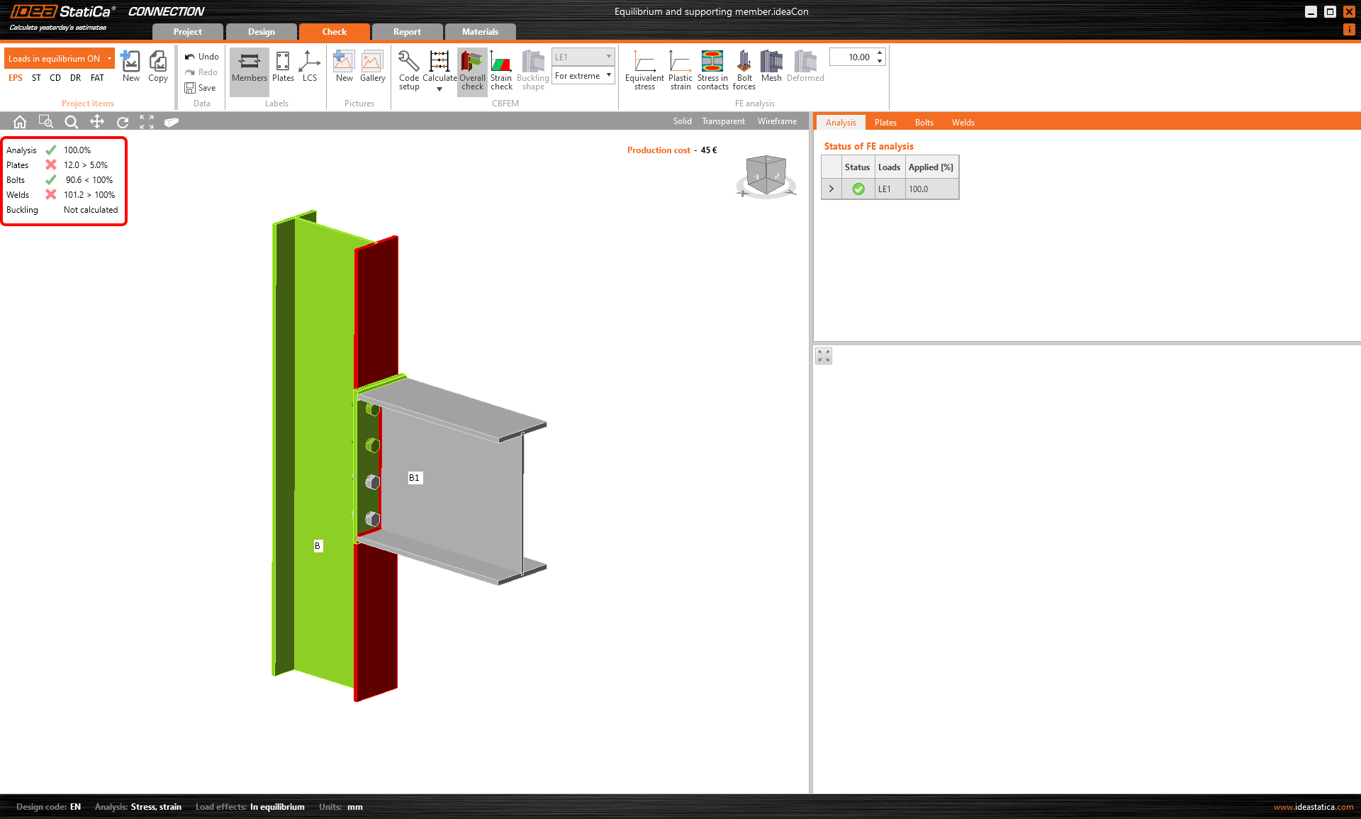 Equilibrium and supporting member | IDEA StatiCa