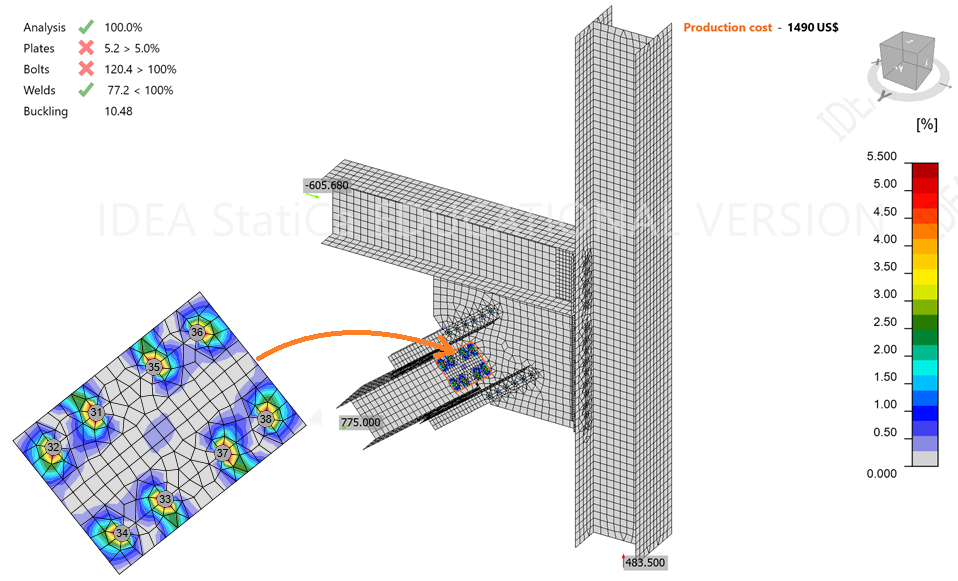 Brace Connection at beamcolumn connection in a braced frame (AISC