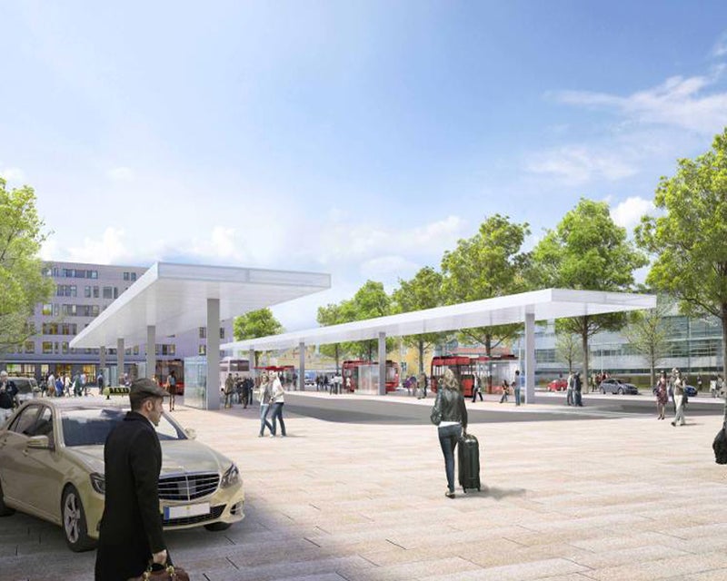 Bus station platform structure in Rosenheim