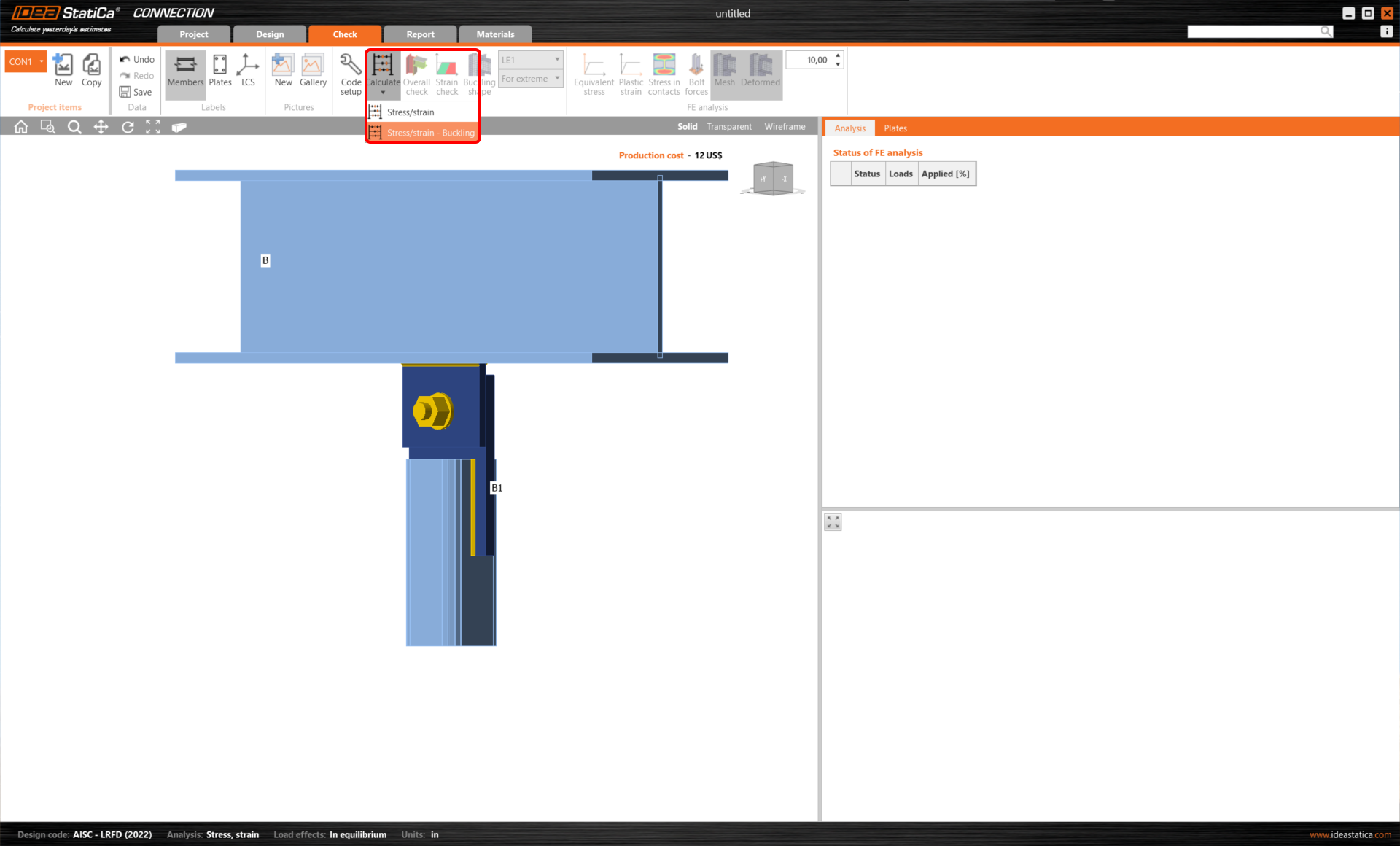 Buckling Analysis Of A Steel Connection (AISC) | IDEA StatiCa