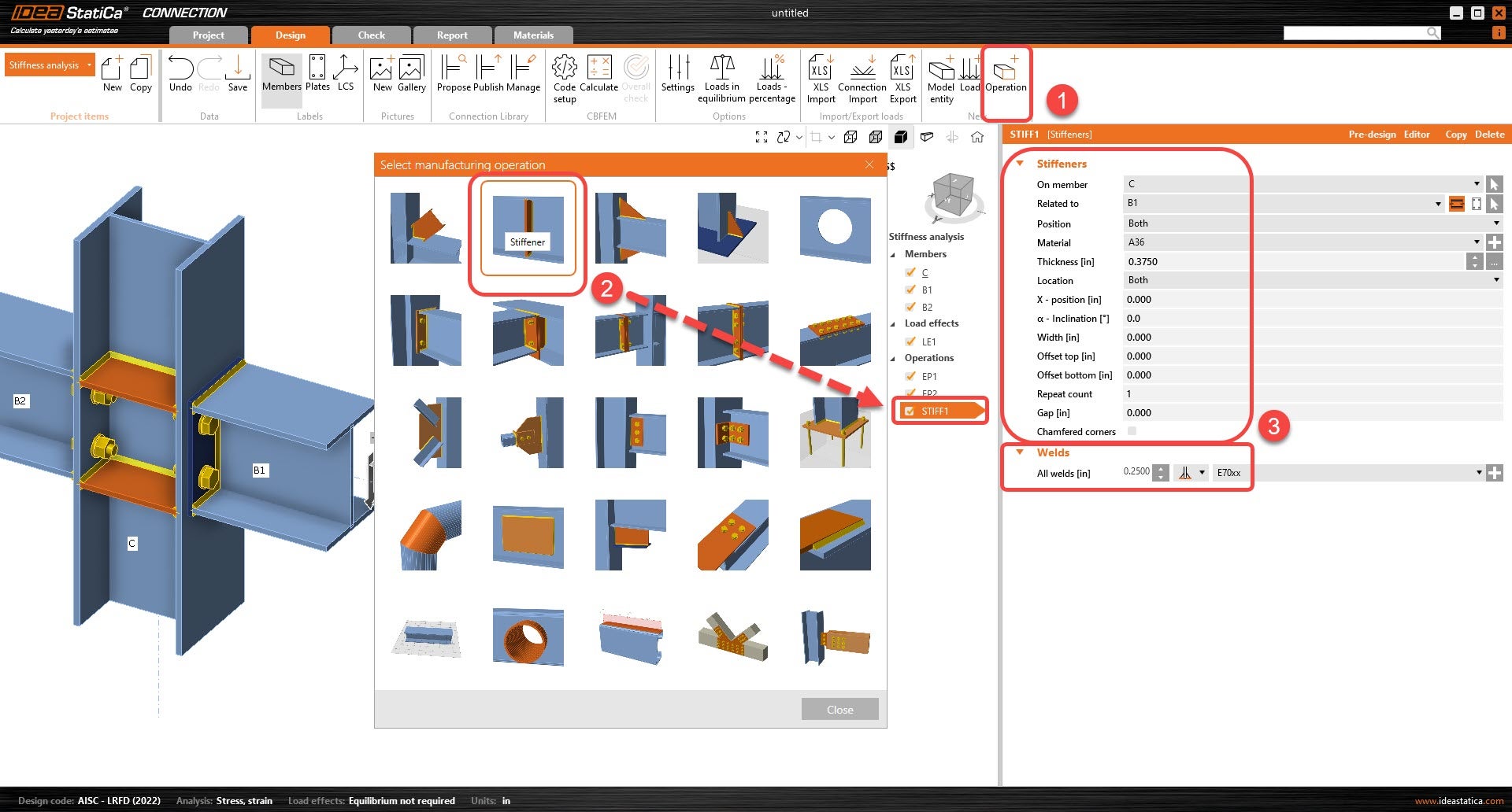 Stiffness analysis of a steel connection (AISC) | IDEA StatiCa