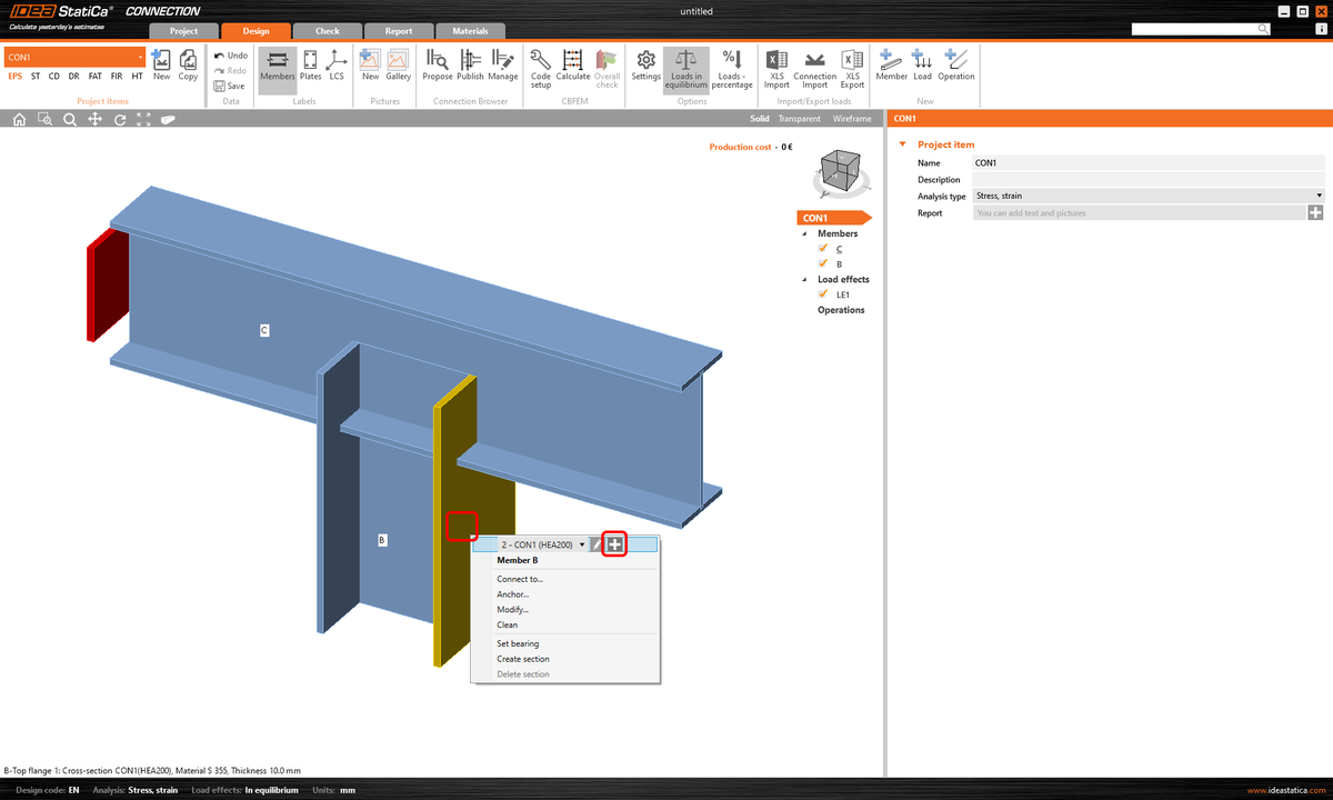 Buckling analysis of a steel connection (EN) | IDEA StatiCa