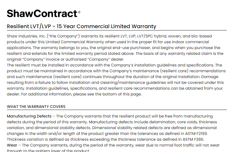 15 year commercial limited