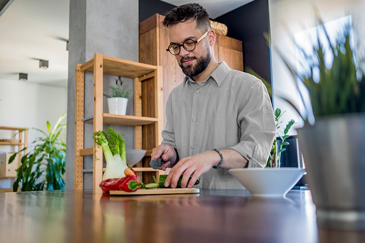 Man preparing a heart healthy meal