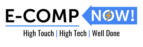 Reads "E-COMP Now! High Touch, High Tech, Well Done"