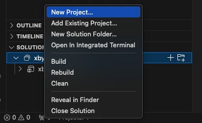 Add a new project in a Solution Explorer