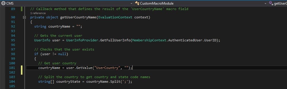 Custom macro: Get the current user's country and state