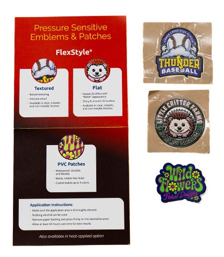 pressure sensitive backing patch samples
