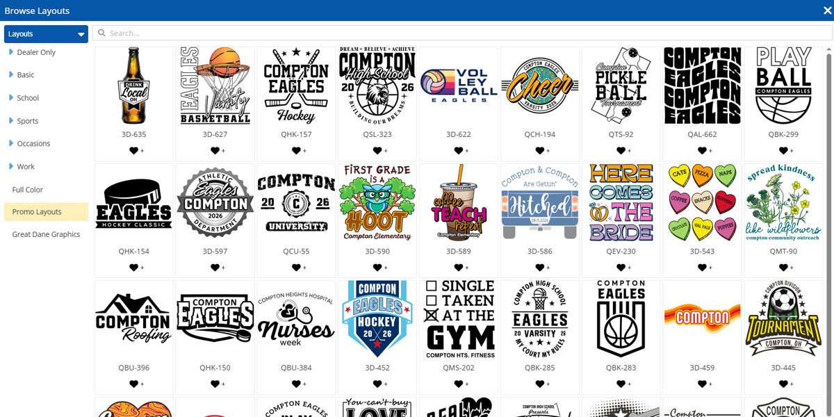 Promo layouts in Easy View online designer