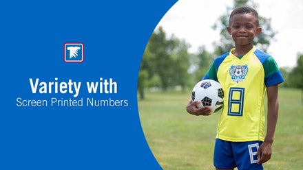 variety of screen printed transfer number styles