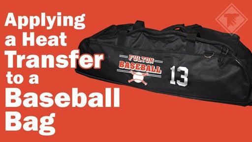 applying a transfer to a baseball bat bag