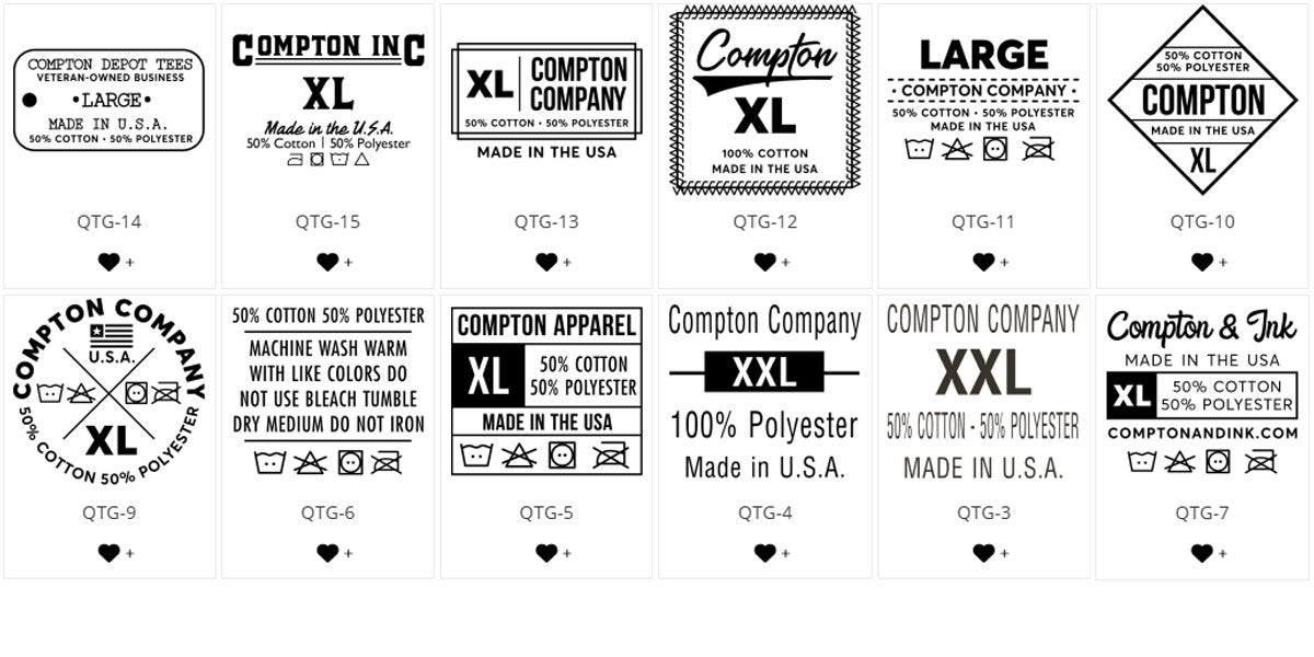 shirt tag layouts