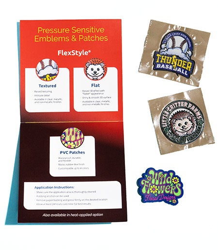 pressure sensitive emblems sample pack