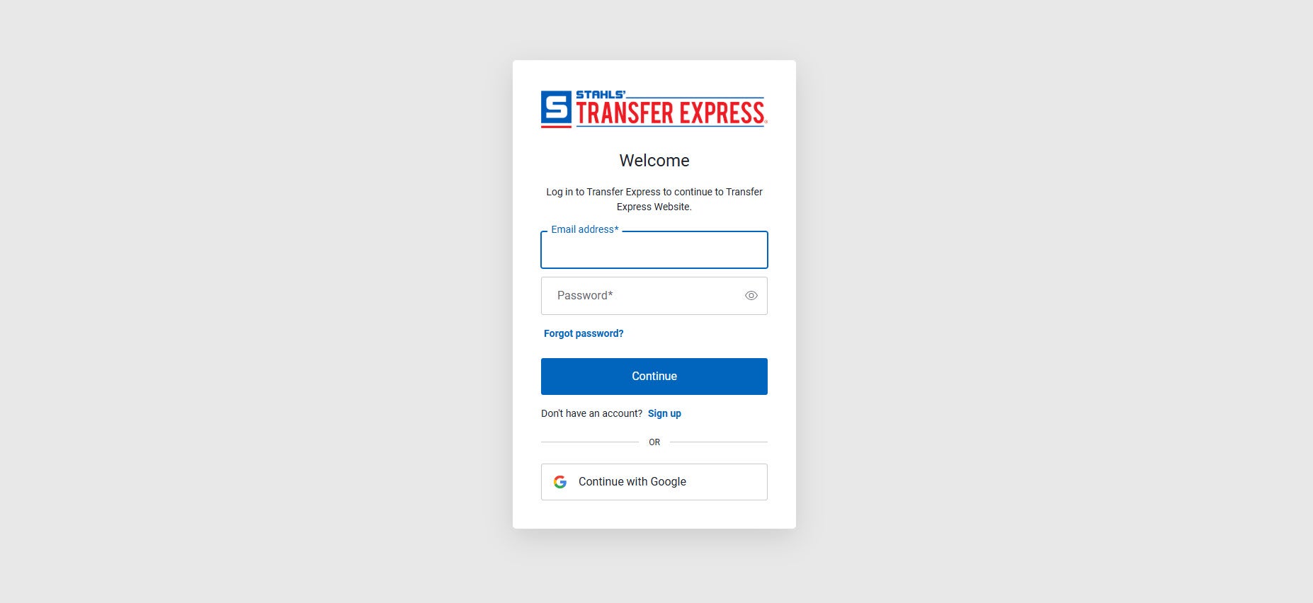 new log in and registration page