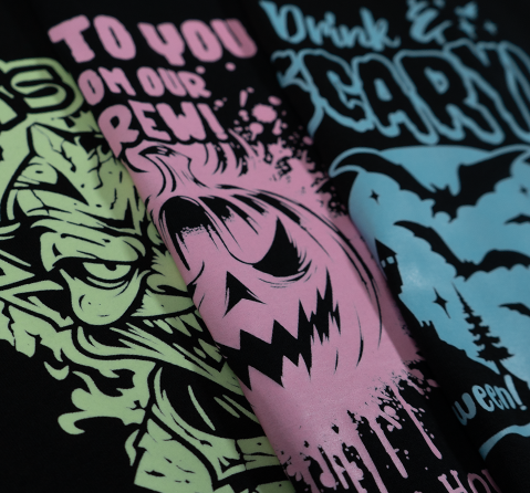 Glow in the Dark custom screen printed transfers