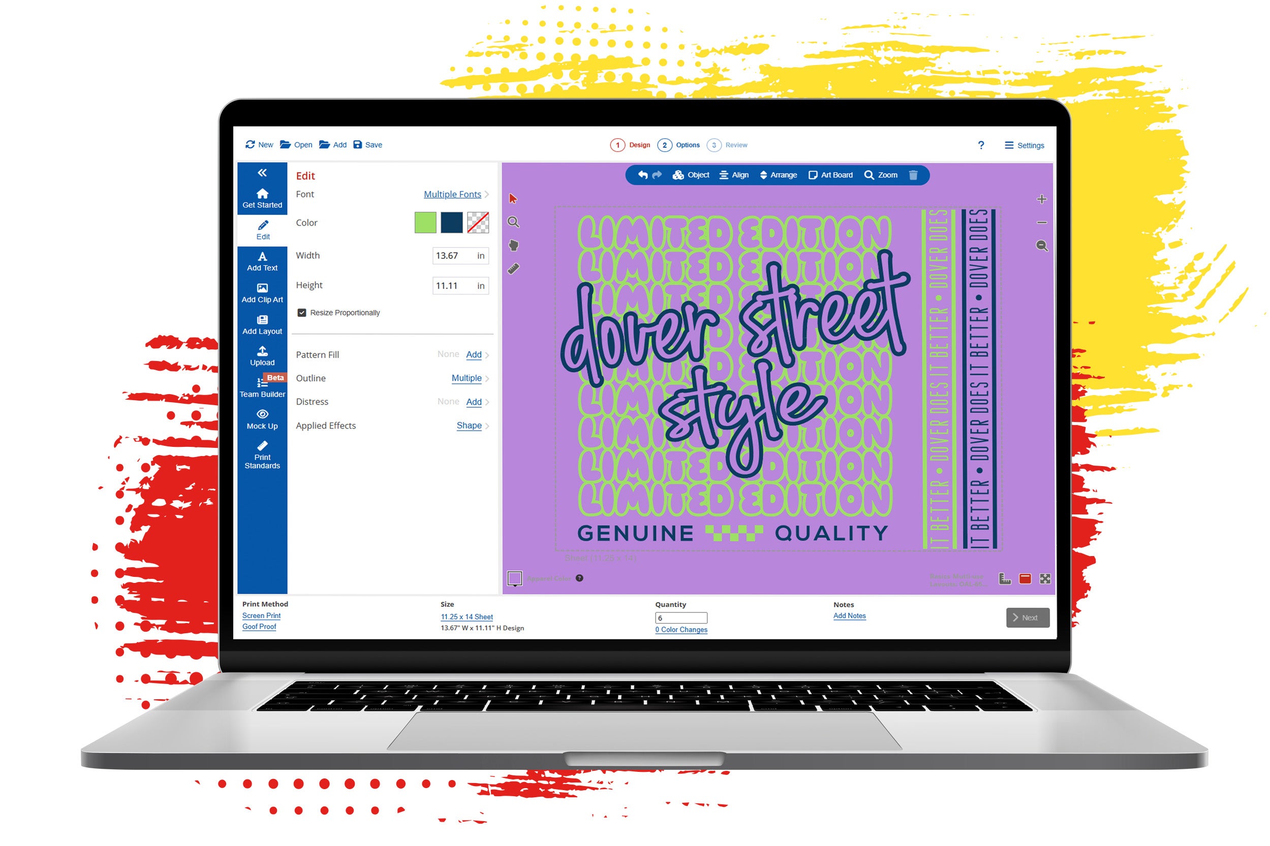 design Goof Proof transfers in online designer