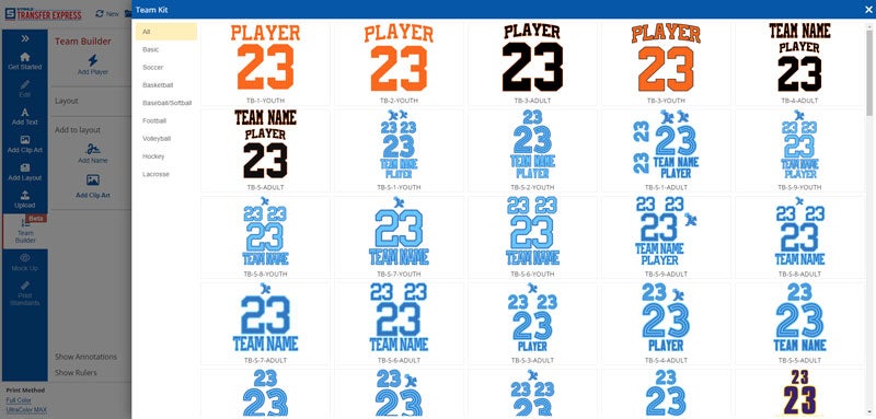 Team Builder player layouts