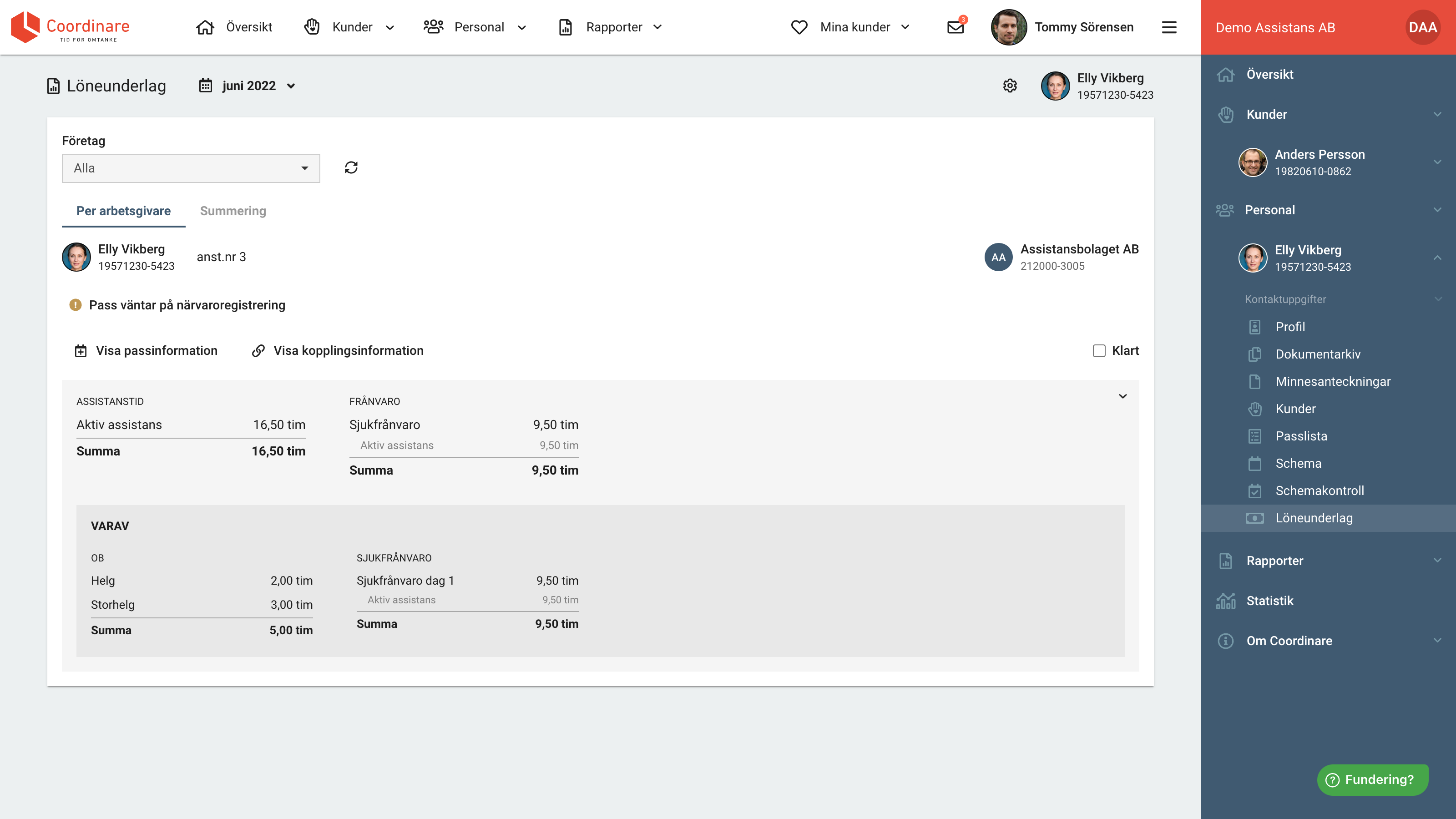 Coordinare Löneunderlag