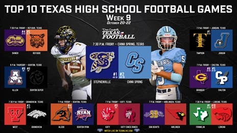 DCTF's Top 10 Texas High School Football Games of the Week: Week 9