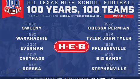 VOTE: UIL 100 - Week 3 Reveal of the Top 100 Teams, Players and Rivalries!