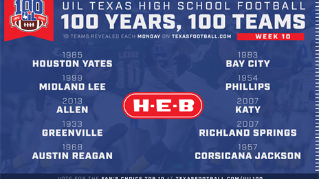 UIL 100: Week 10 Reveal of the Top 100 teams, players and rivalries!