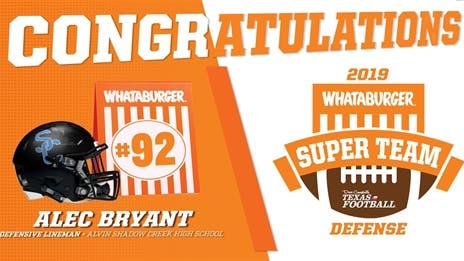 WATCH: Whataburger Super Team Presentation with Alvin Shadow Creek DL Alec Bryant