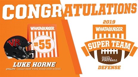 WATCH: Whataburger Super Team Presentation with Cedar Park Vista Ridge Utility Luke Horne