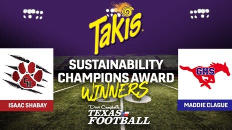 Takis Sustainability Champions Award Scholarship Winners: Colleyville Heritage’s Isaac Shabay and Grapevine’s Maddie Clague