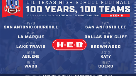 UIL 100: Week 6 Reveal of the Top 100 teams, players and rivalries!