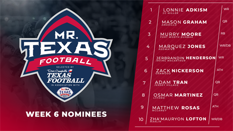 2022 Mr. Texas Football Player of the Week Nominations: Week 6