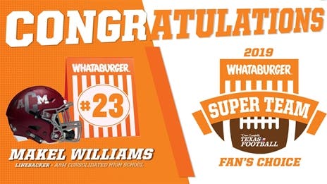 Whataburger Super Team Presentation: A&M Consolidated LB Makel Williams