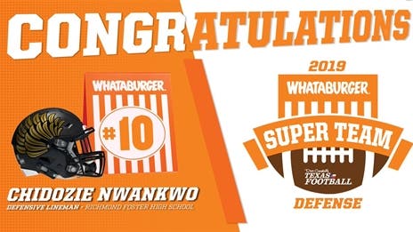 WATCH: Whataburger Super Team Presentation with Richmond Foster DL Chidozie Nwankwo