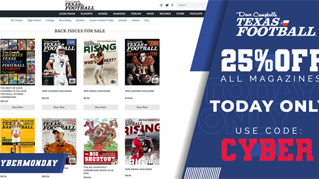 CYBER MONDAY SALE: 25% off Dave Campbell's Texas Football Magazines!