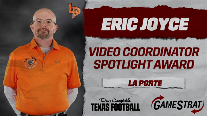 Congratulations to La Porte's Eric Joyce on winning the Video Coordinator Spotlight Award presented by GameStrat!