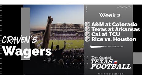 Craven's College Football Wagers: Texas and Aggies both on road, H-Town bragging rights on line, TCU hosts Pac-12 foe